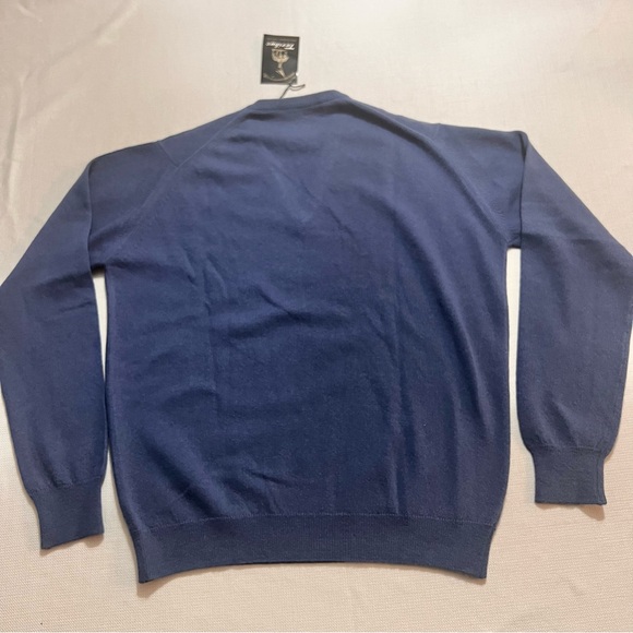 Vintage Hawick Scotland Teribus Fine Wool V Neck Sweater M (38) New w tag. Blue - Picture 9 of 9